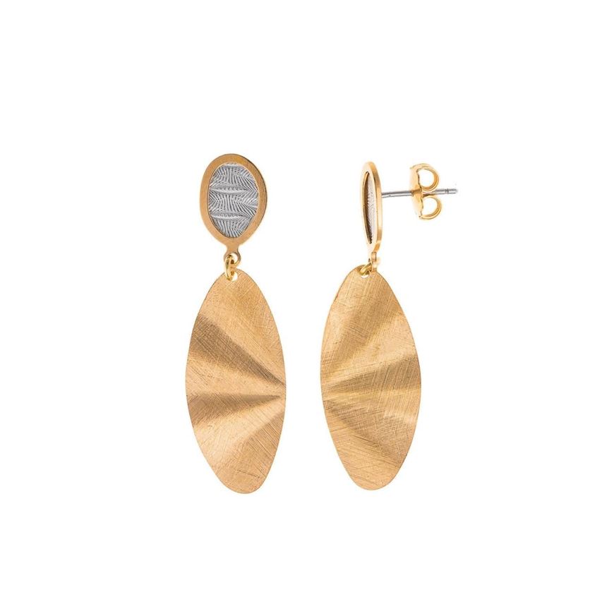 Foto de Pendientes plata chapado dorado ovalo interior rodio