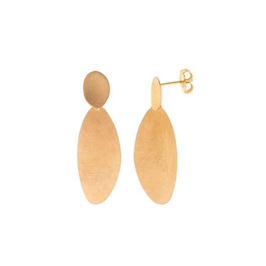 Foto de Pendientes plata chapado dorado dos ovalos diamantado