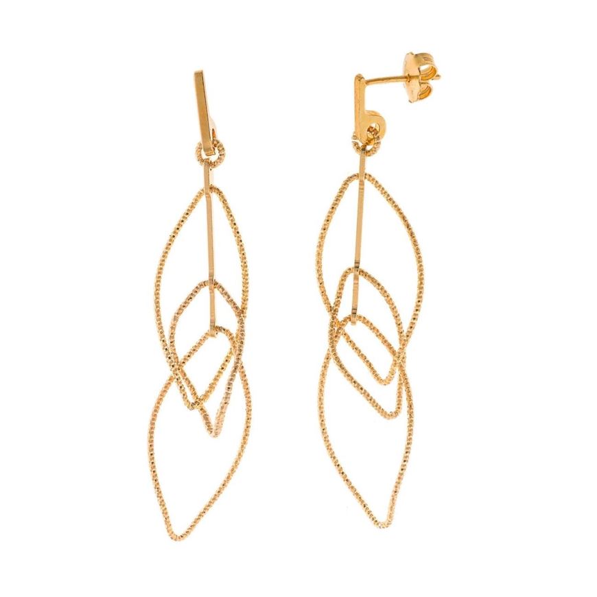 Foto de Pendientes plata chapado dorado pera entrelazadas diamantadas