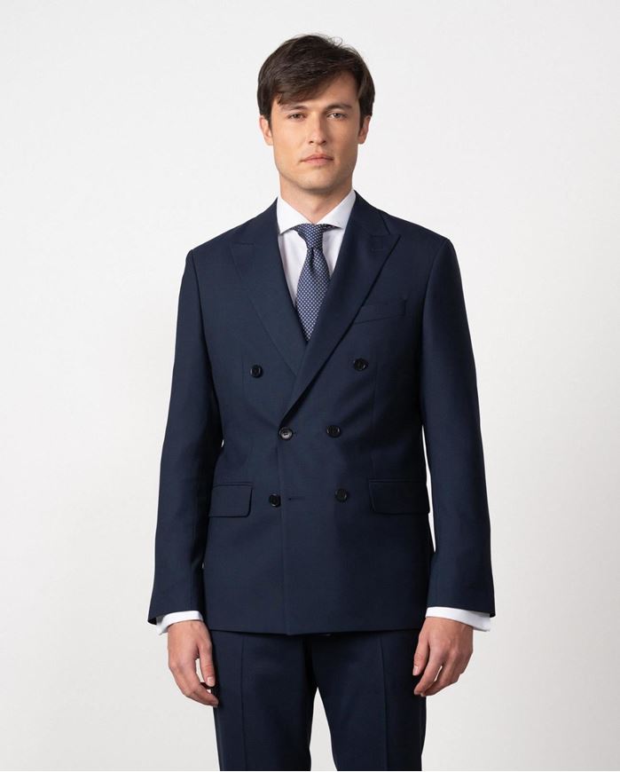 Foto de Traje azul noche cruzado microestructura Slim fit