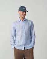 Foto de Camisa de lino Relaxed Fit estampado floral fondo azul