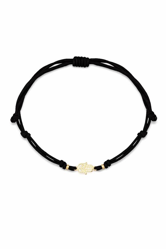 Foto de Pulsera 7 nudos Mano Hamsa nylon negro