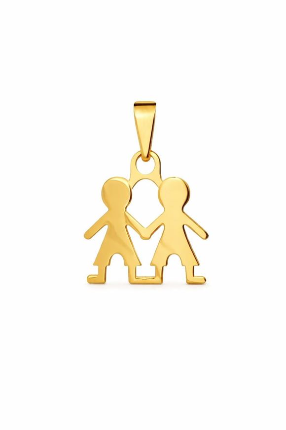 Foto de Colgante Pareja de niños en oro amarillo 18kt