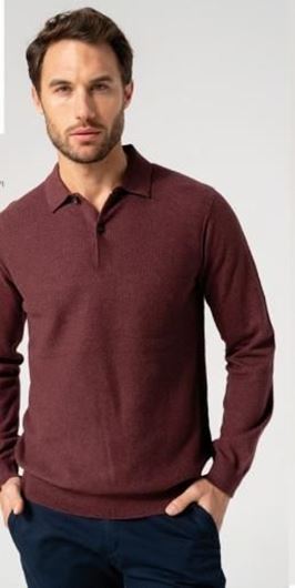 Picture of Jersey cuello polo microestructura color berenjena