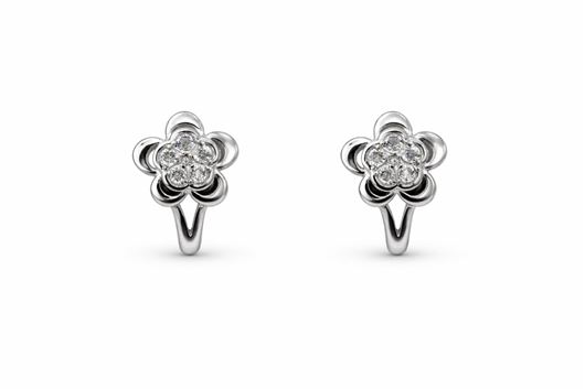 Foto de Pendientes oro blanco 18kt flor con circonitas
