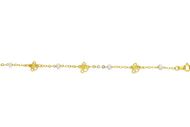 Foto de Pulsera de bebé oro amarillo 18kt con perlitas y mariposas