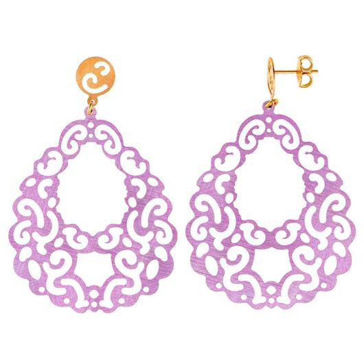 Foto de Pendientes de plata baño dorado arabesco rosa