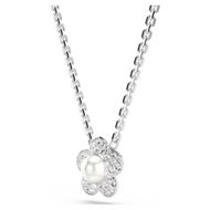 Foto de Colgante Ariana Grande x Swarovski Perla de cristal, Talla redonda, Flor, Blanco, Baño de rodio