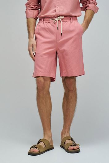 Foto de Pantalón corto rosa mezcla lino y algodón