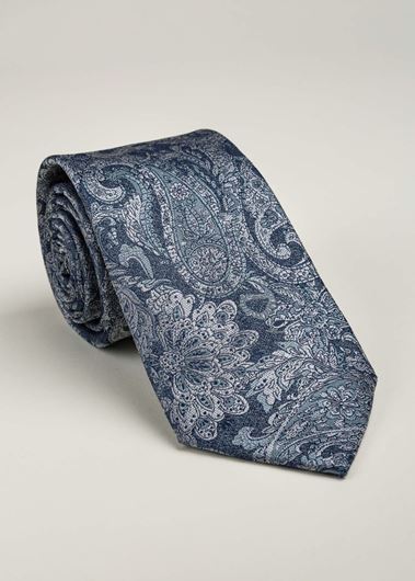 Foto de Corbata con motivo paisley en azul