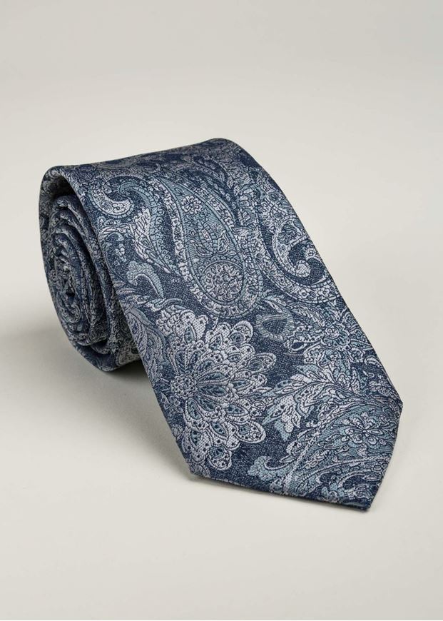 Foto de Corbata con motivo paisley en azul