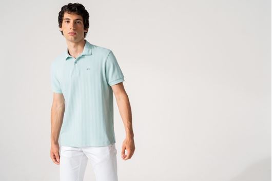 Foto de Polo manga corta estampado zig-zag verde turquesa