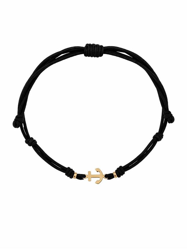 Foto de Pulsera 7 nudos Ancla de la suerte mini nylon negro