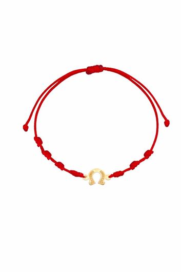 Foto de Pulsera 7 nudos Herradura mate nylon en oro amarillo 18kt