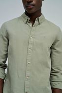 Foto de Camisa regular fit en mezcla de lino verde caqui
