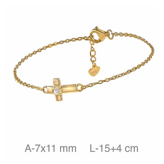 Foto de Pulsera plata baño oro cruz con circonita