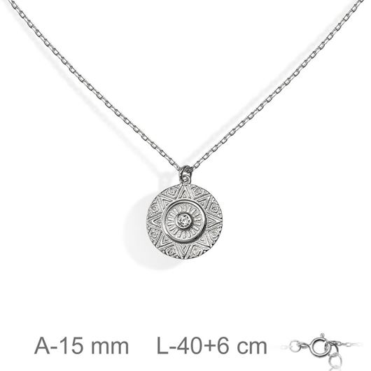 Foto de Gargantilla plata medalla estilo azteca circonita