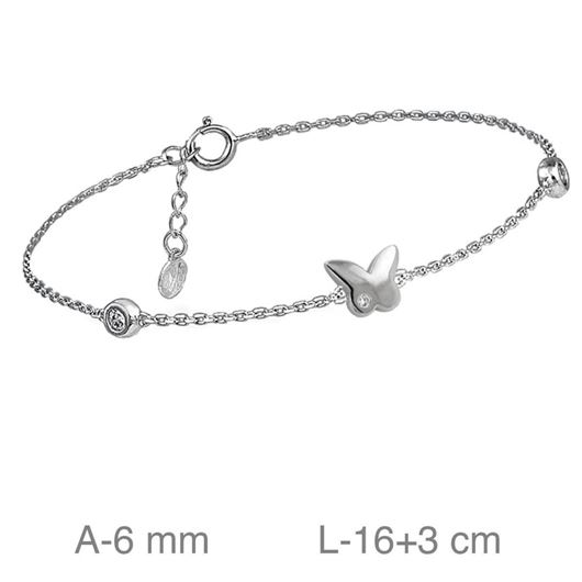 Foto de Pulsera plata baño rodio mariposa