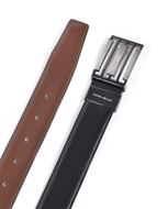 Foto de Cinturón clásico reversible camel-negro hebilla placa