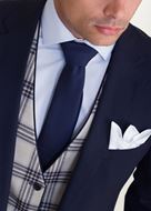 Foto de Traje con chaleco azul marino y cuadros reversible slim fit