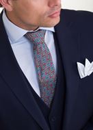 Foto de Traje con chaleco azul marino y cuadros reversible slim fit