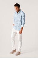 Foto de Camisa Slim Fit estampado floral azul