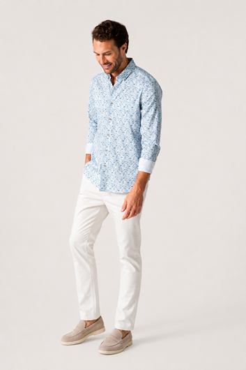 Foto de Camisa Slim Fit estampado floral azul