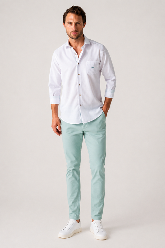 Foto de Camisa Regular Fit blanca cuadro