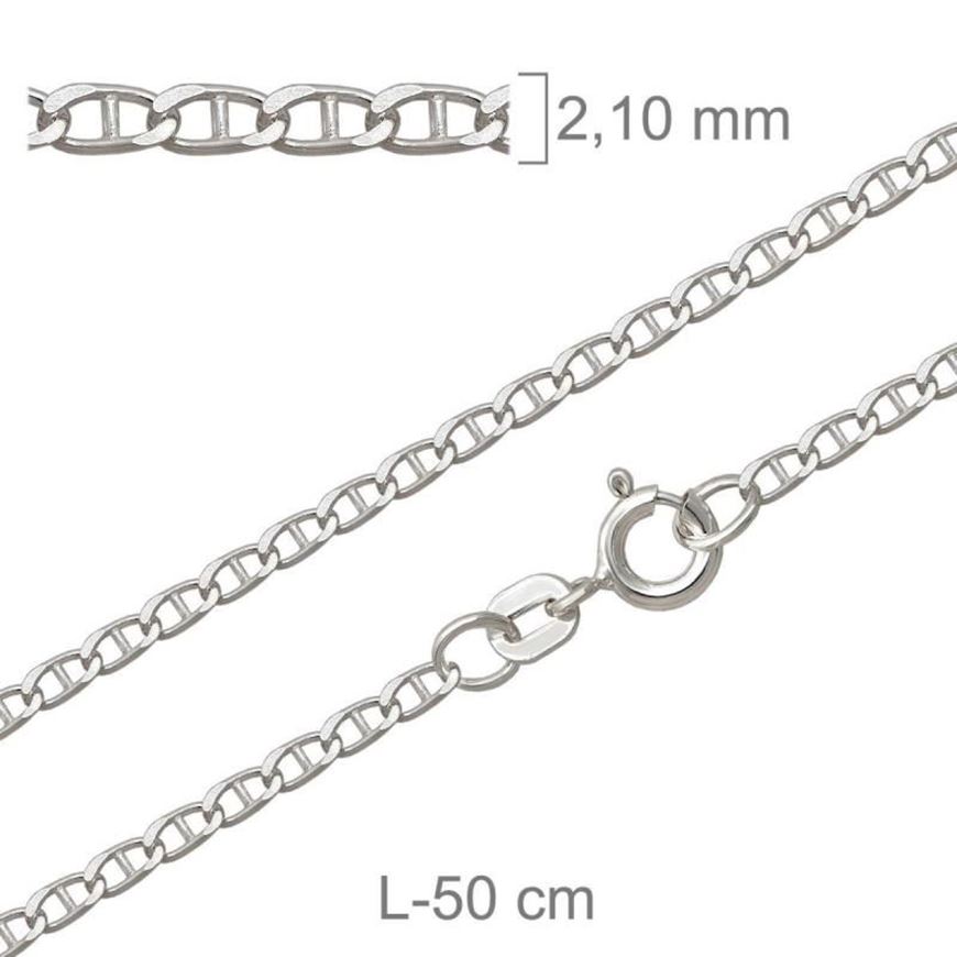 Foto de Cadena de plata sin rodio, eslabón ancla 50cm longitud, 2,10mm ancho