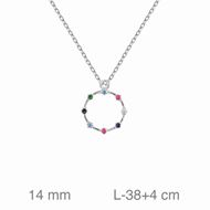 Foto de Gargantilla de plata baño rodio circulo con circonitas de colores 