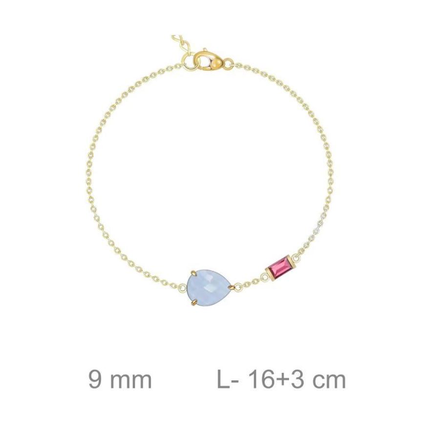 Foto de Pulsera plata baño oro circonitas azul y rubi