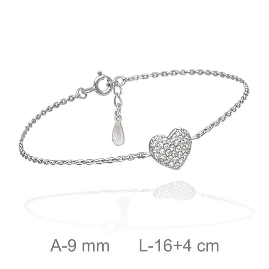 Foto de Pulsera plata baño rodio corazon con circonitas