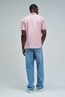 Foto de Camisa rosa manga corta algodón y lino melange regular fit 