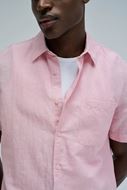 Foto de Camisa rosa manga corta algodón y lino melange regular fit