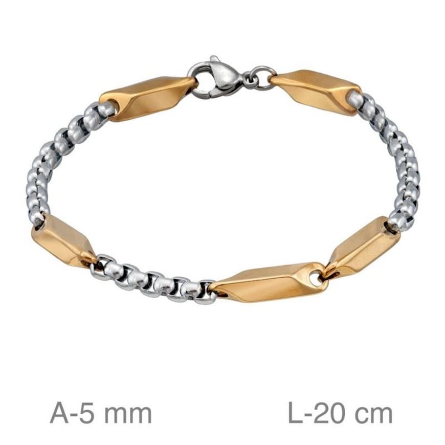 Foto de Pulsera de acero bicolor eslabones combinados