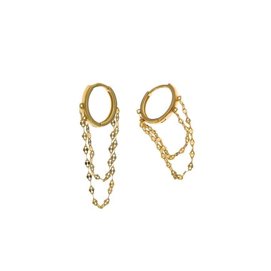 Foto de Pendientes aro de plata baño dorado cadenas