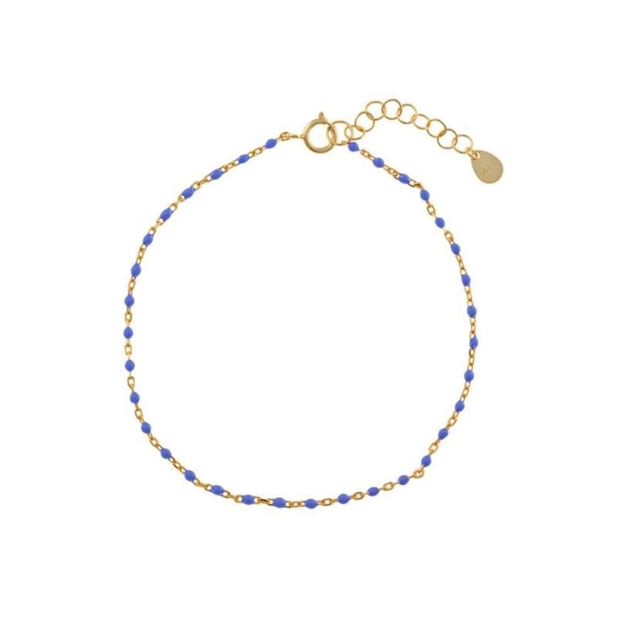 Foto de Pulsera plata baño oro con bolitas esmaltadas azul