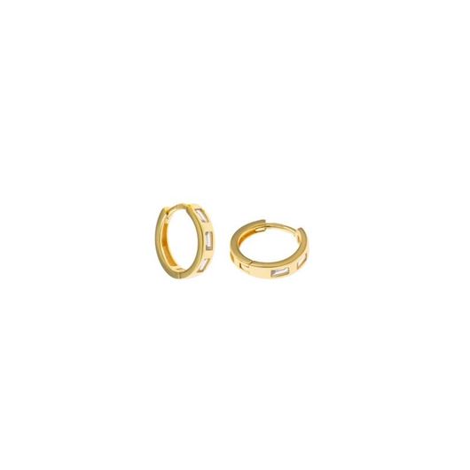 Foto de Pendientes plata chapado dorado aro circonitas blancas rectagular