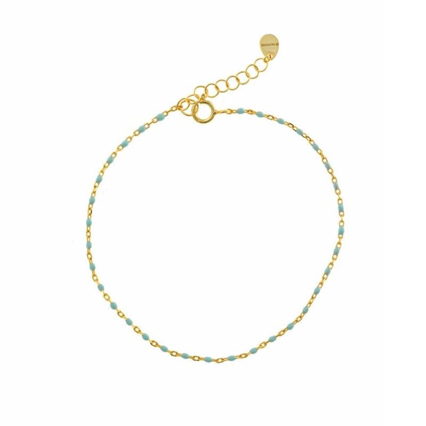 Foto de Pulsera plata baño oro con bolitas esmaltadas menta