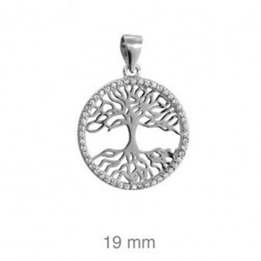 Foto de Colgante de plata baño de rodio Árbol de la vida