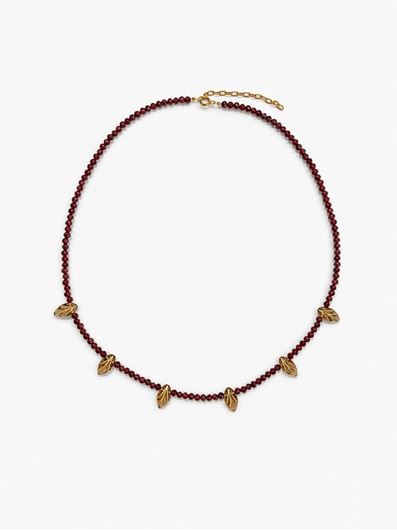 Foto de Collar cuentas facetadas de granate con hojas 