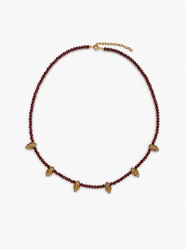 Foto de Collar cuentas facetadas de granate con hojas 