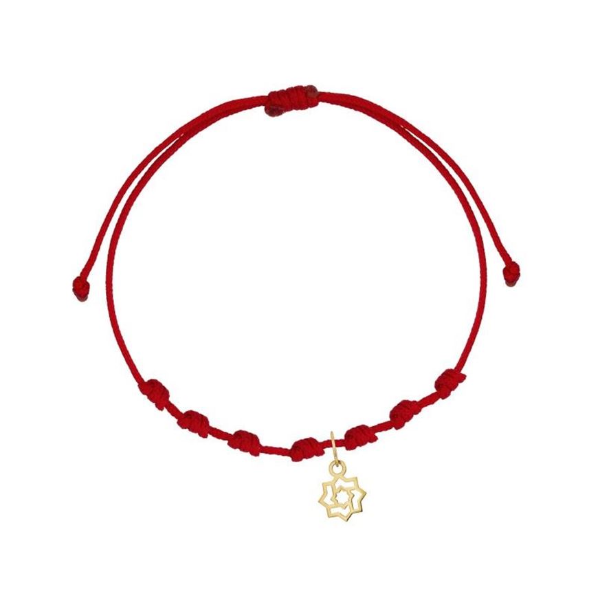 Foto de Pulsera 7 nudos nylon rojo Estrella Mudéjar en oro amarillo 18kt