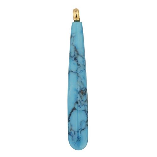 Foto de Colgante Cairo gota Turquesa azul 40x6mm con anilla de oro amarillo 18kt