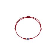 Foto de Pulsera 7 nudos nylon rojo Ojo cristal mini y bolitas en oro amarillo 18kt