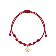 Foto de Pulsera 7 nudos nylon rojo Trébol de la suerte en oro amarillo 18kt