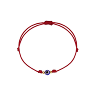 Foto de Pulsera 7 nudos nylon rojo Ojo cristal mini y bolitas en oro amarillo 18kt