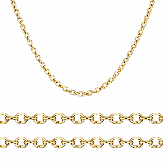 Foto de Cadena oro amarillo 18kt, eslabón forzado redondo diamantado, grosor 0,60mm, longitud 50cm