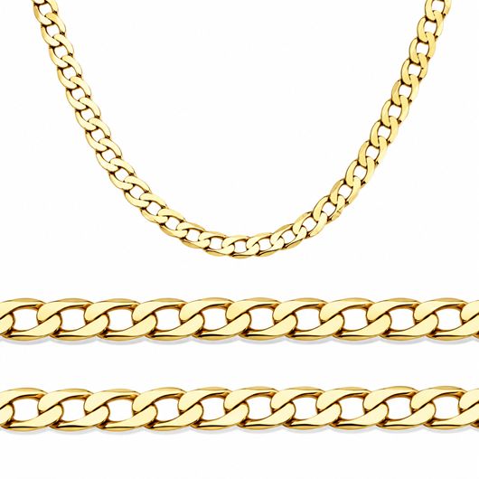 Foto de Cadena oro amarillo 18kt, eslabón barbado diamantado extraplano, grosor 1,90mm, longitud 45cm