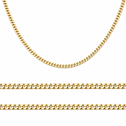 Foto de Cadena oro amarillo 18kt, eslabón barbado tupido plano, grosor 1,70mm, longitud 50cm
